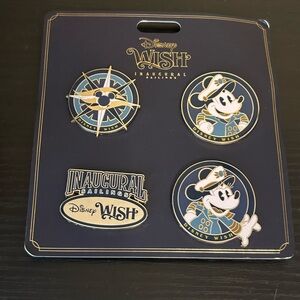 Disney Wish Inaugural Sailing Pin Set - Navy and Gold